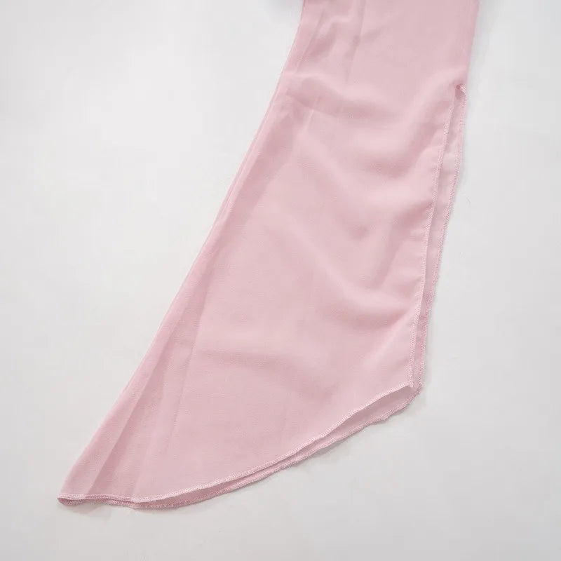 Women Dresses Autumn New Pink See Sexy Through Backless Low Chest Mini Dress Streetwear Fashion Lace-up Long Sleeves Lady Dress SwiftNest