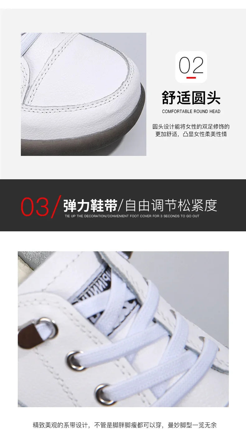 Genuine Leather Soft Sole Outdoor Summer Walking Vulcanized Shoes Women Jogging Sneakers Woman Flat Trainers Fitness Footwear