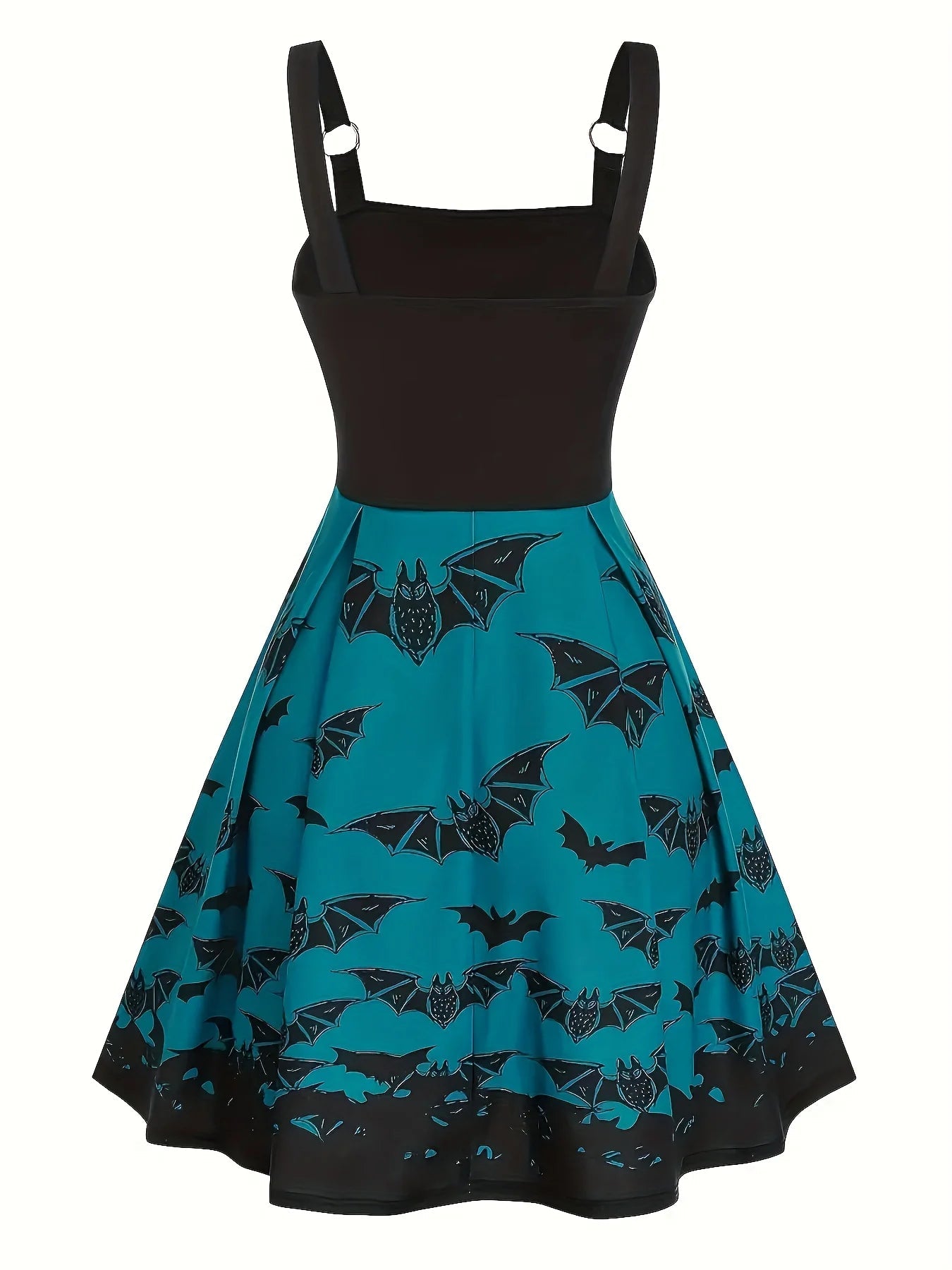 European and American fashion women's dress with bat print high waist sling A plus size dress SwiftNest