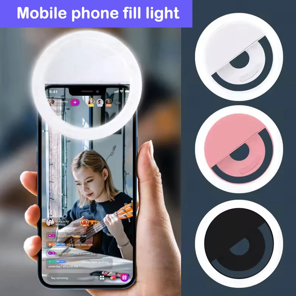 Mobile Phone Fill Light USB Charge Led Selfie Ring Light Phone Live Broadcast Video LED Selfie Ring Lamp For All Smartphone
