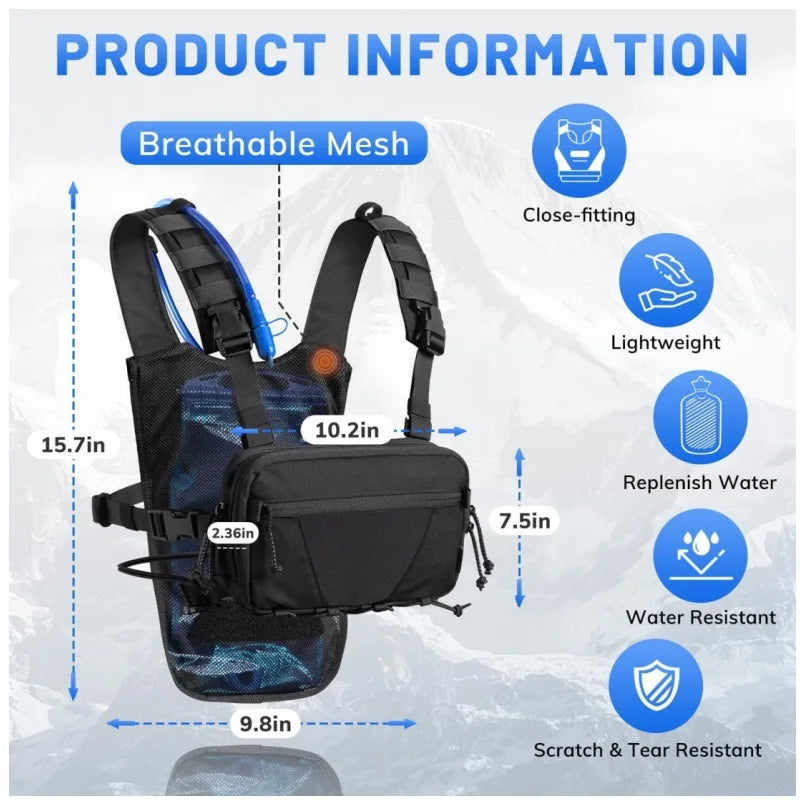 Lightweight running hydration vest backpack Outdoor sports waterproof chest bag Ideal for hiking cycling hunting mountaineering