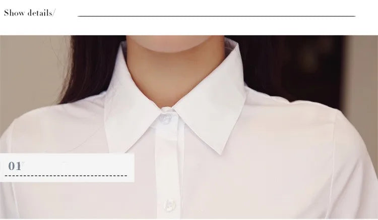 Fashion White Shirts Woman 2025 Autumn Short Sleeve Blouse Solid Ladies Tops OL Female Clothing  Basic Work Shirt Women's Blouse SwiftNest
