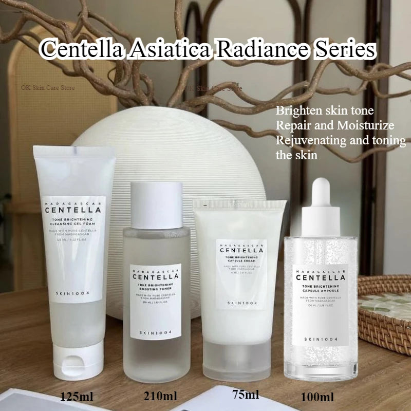 Korean Skin Care Centella Travel Kit Toner, Ampoule, Soothing Cream, Cleansing Oil, Foam, Basic Skincare Box 5pcs Set Gift Set