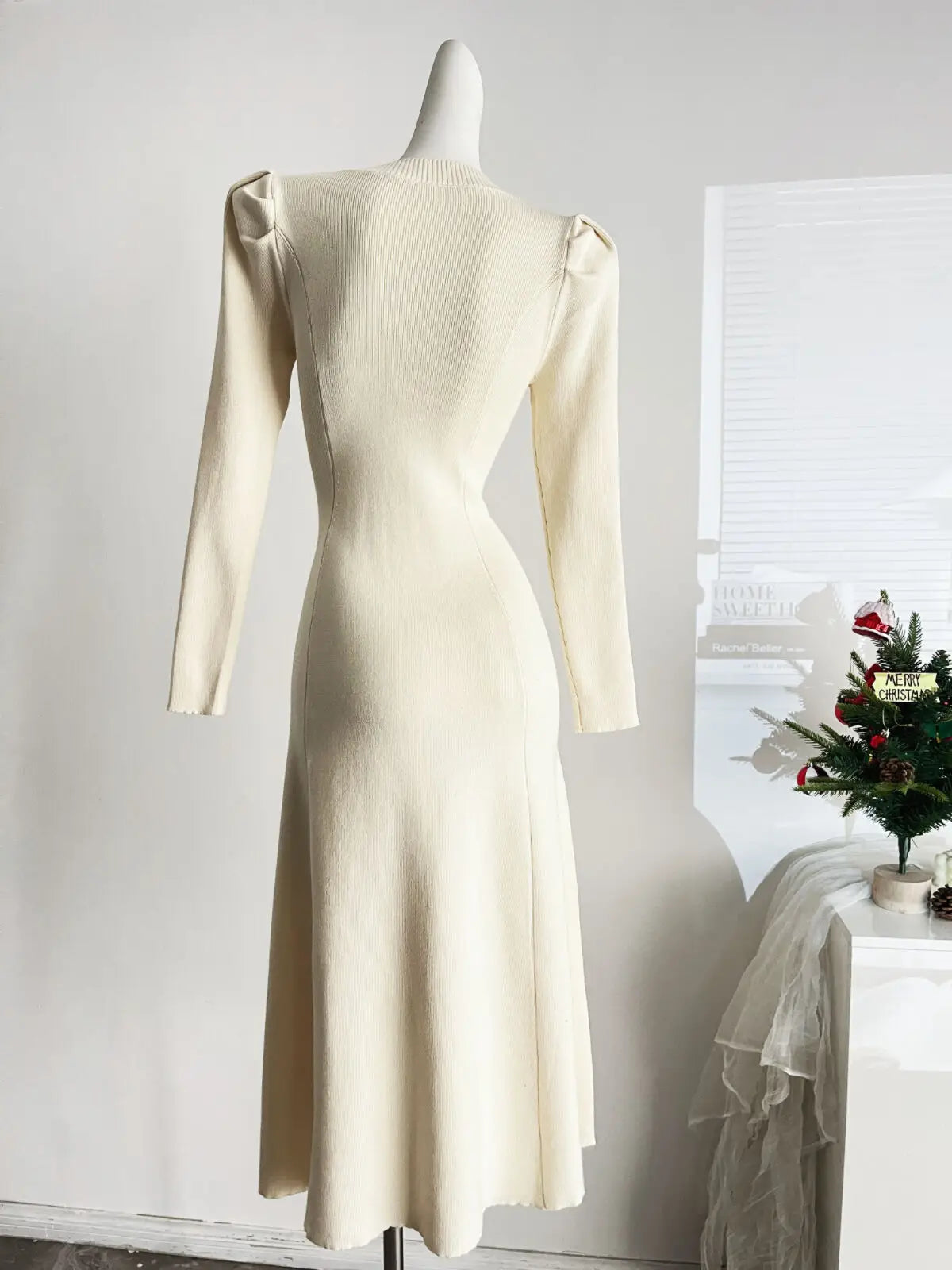 French Fashion Casual Women Inside Knitted Long Dress 2025 Spring New Long Sleeves Elegant Party Dresses Simple Vestidos Largos SwiftNest