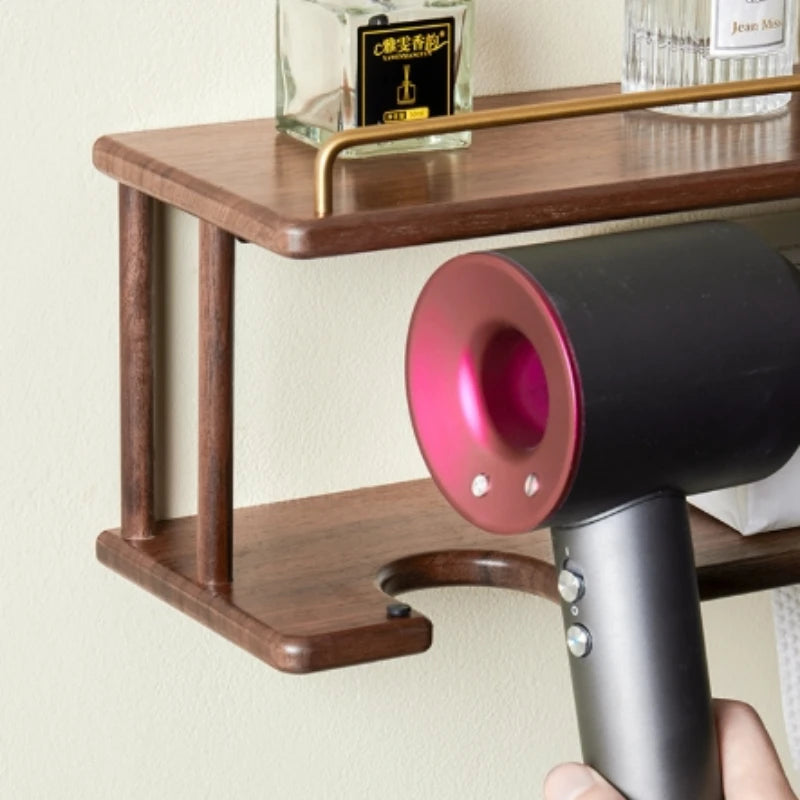 Wall-Mounted Wooden Bathroom Storage Rack Multi-Layer Vanity Organizer for Towels And Cosmetics Home Vanity Countertop Solution