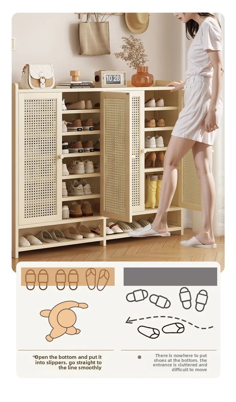 Home shoe cabinet multi-layer large-capacity shoe rack dustproof and breathable entrance storage cabinet