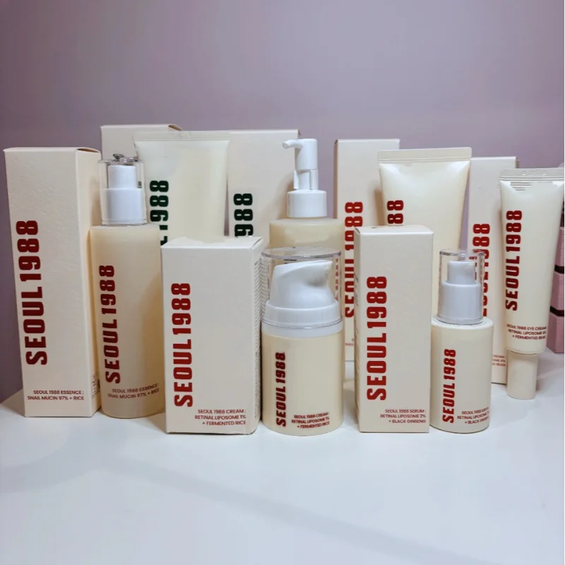 Korean Skin Care Set Seoul 1988 Eye Cream Snail Mucin Skincare Set Facial Sunscreen Cream Vitamin C Moisturizing Firming Essence