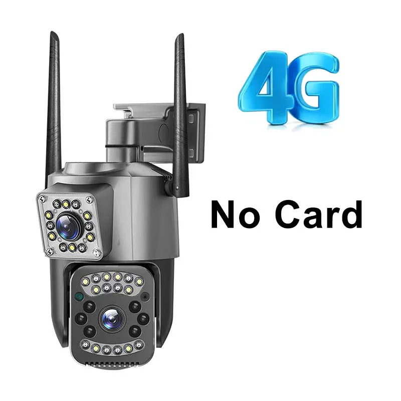 4K 8MP WIFI IP Camera HD PTZ 4G SIM Dual Lens Video Camara 8X Zoom Human Trackin IP66 Waterproof V380 Pro Outdoor Wireless CCTV