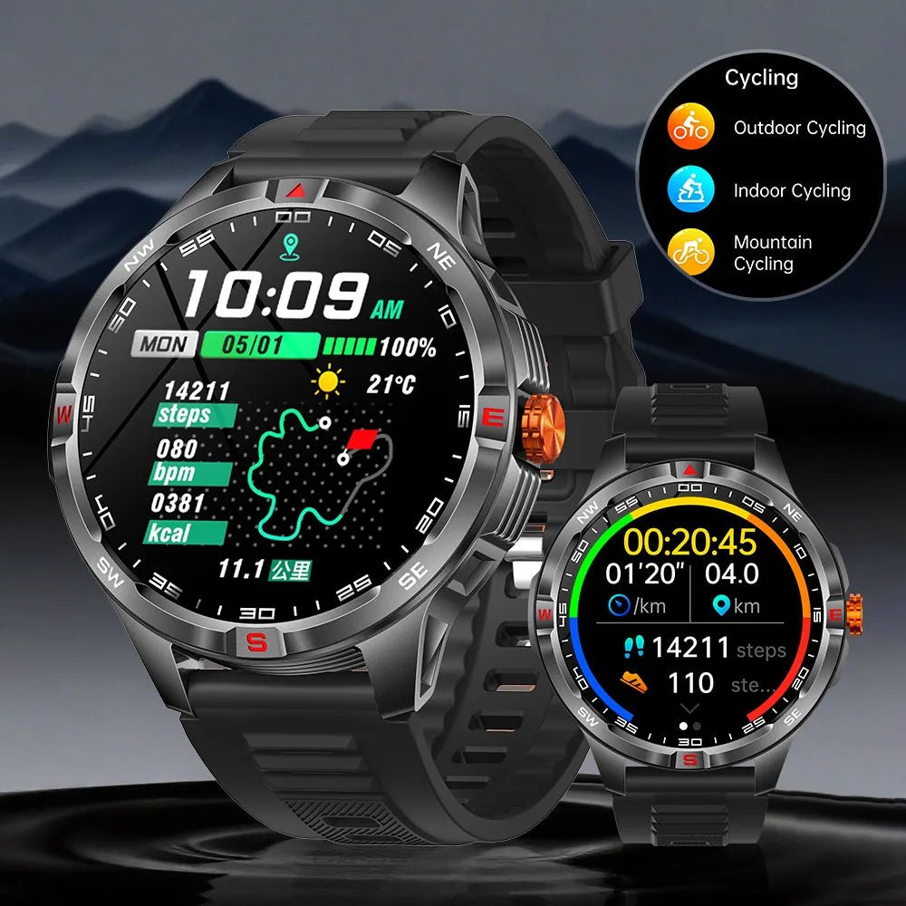 Outdoor Sports Smart Watch Men 1100mAh Large Battery Bluetooth Call 100+ Sports Modes Compass Waterproof Health Sport SmartWatch