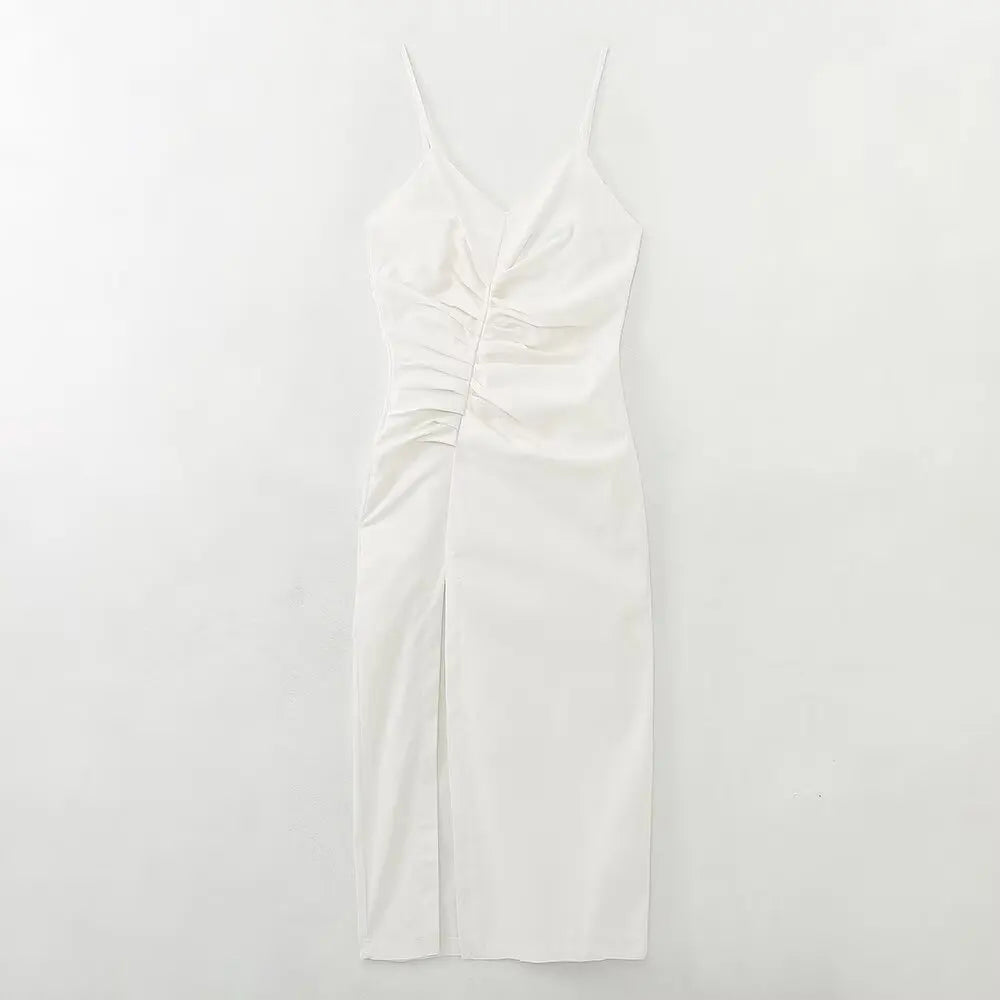 2025 Women's New Fashion European Style Elegant Pleated Lingerie Mid-Length Dress SwiftNest