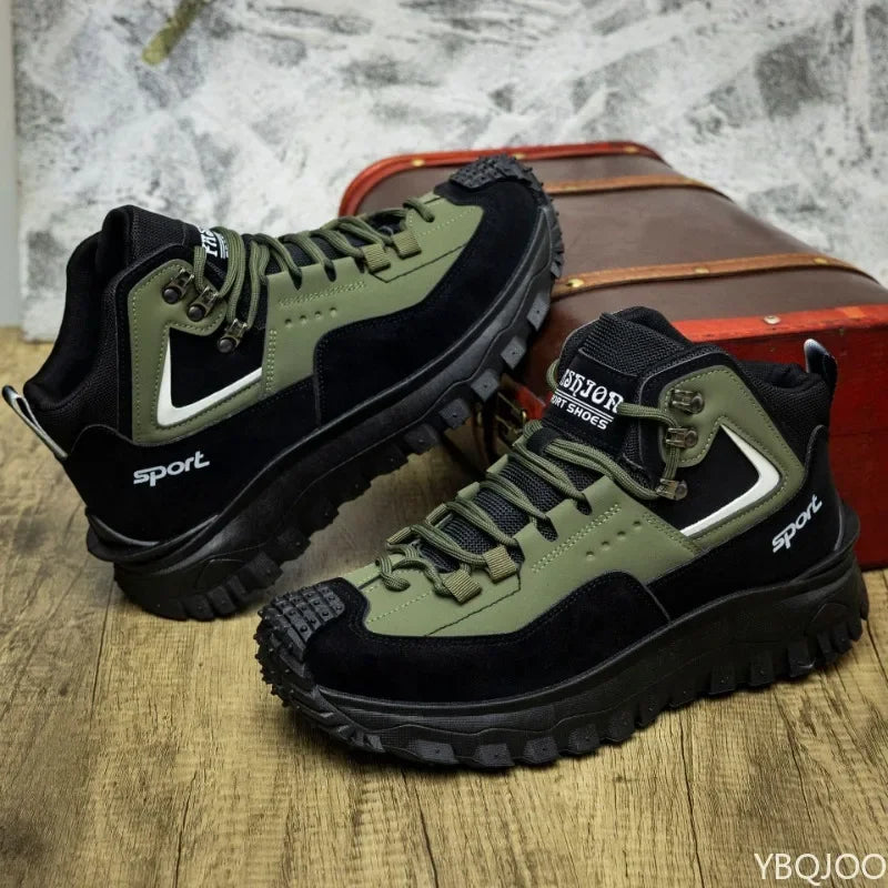Outdoor Men's Hiking Casual Lightweight Anti Slip Slightly Vulcanized Shoes Waterproof High Top Hiking Sports Camping Men Shoes