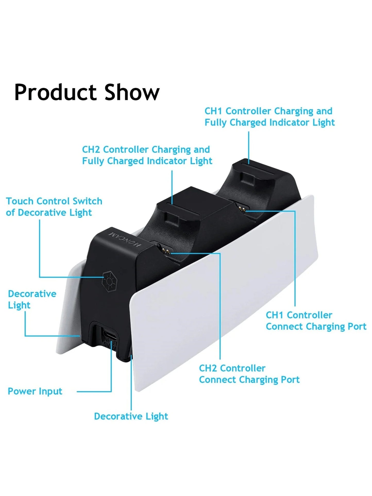 Game Wireless Charging Station for PS5 with Dual Fast Charger Dock and LED Charging Indicators SwiftNest