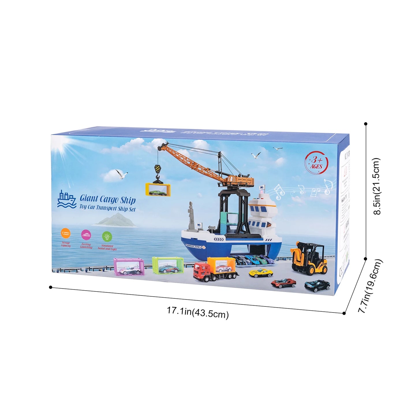 Kids Toys Car Simulation Track Transport Ship Toy with Lights&Music Ship Model Toy Car Parking Container Boys Toys for Kids Gift