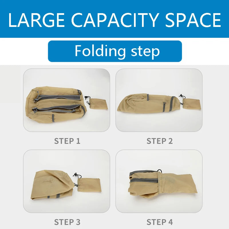 حقيبة ظهر رياضية ترفيهية خارجية، حقيبة قابلة للطي، تخزين خفيف، مقاومة للتآكل، حقيبة ظهر للمشي لمسافات طويلة وركوب الدراجات