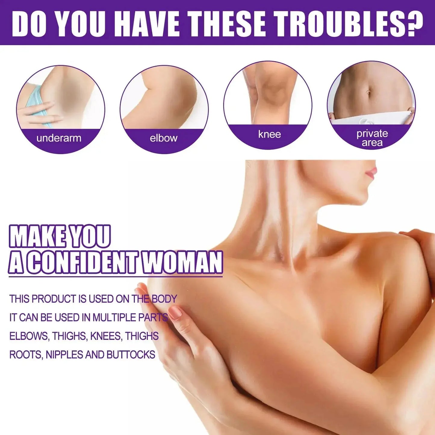 كريم تبييض المناطق الحساسة للجسم، مصل الجسم الوردي، تفتيح الميلانين، تحت الإبطين، الوركين، الفخذين الداخليين، تفتيح وإصلاح العناية بالأجزاء الخاصة