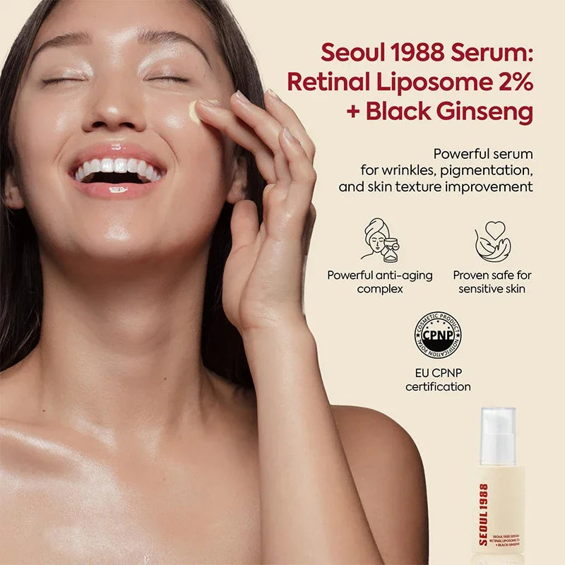 Korean Skin Care Set Seoul 1988 Eye Cream Snail Mucin Skincare Set Facial Sunscreen Cream Vitamin C Moisturizing Firming Essence