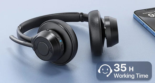 سماعة رأس لاسلكية بتقنية البلوتوث 5.4 مزودة بميكروفون وخاصية إلغاء الضوضاء وتقنية Multipoint Connect وسماعة رأس لاسلكية للعمل