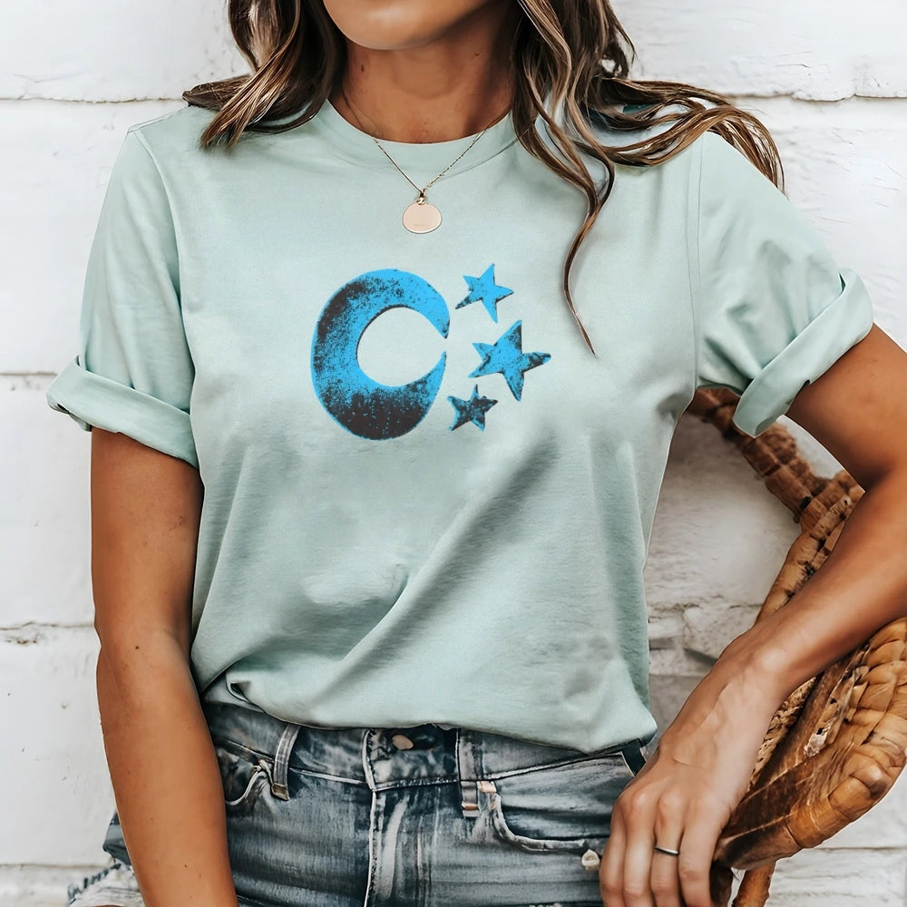 Women  Fashion Cotton Tops Trendy Y2K Graphic T-shirt Oversized Fit Stretchable Comfy Fabric  Easy Match Jeans Skirts All Season