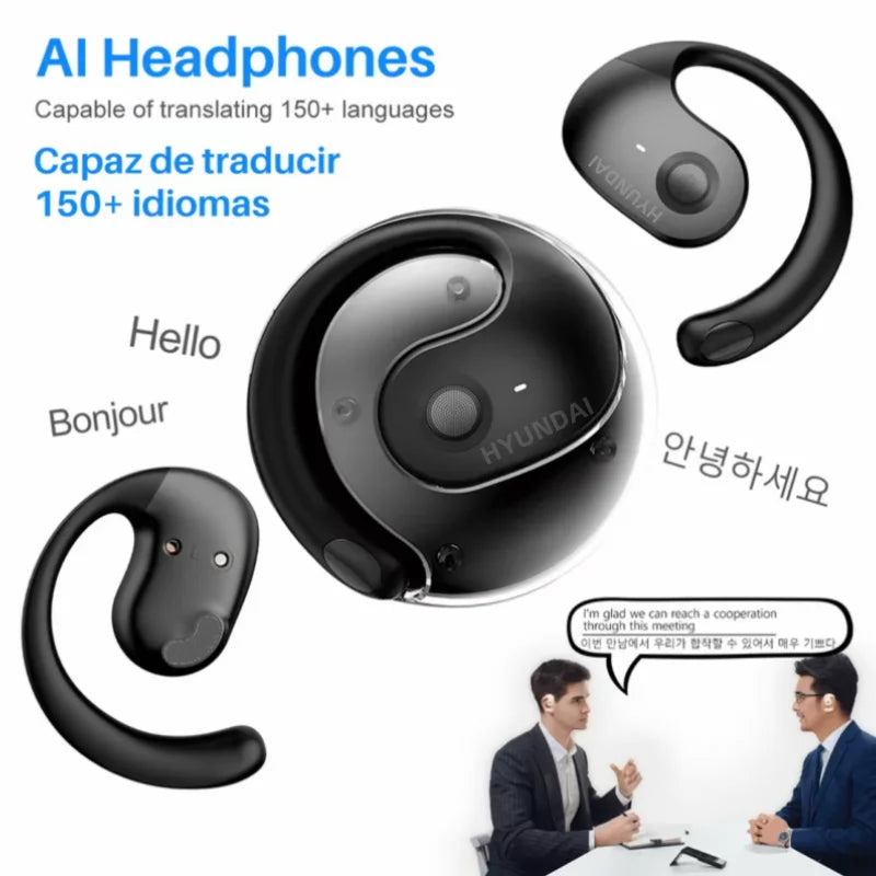 Choice HYUNDAI HY-T26 PRO AI Translation Earbuds Real Time Headphones Bluetooth 5.4 100+ Languages for Travel Business Learning