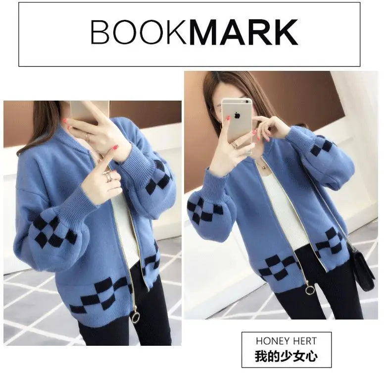 Women's Clothing Vintage Fashion Short Style Knit Cardigan Autumn Winter New Casual Loose O-neck Long Sleeve Sweaters Lady Tops