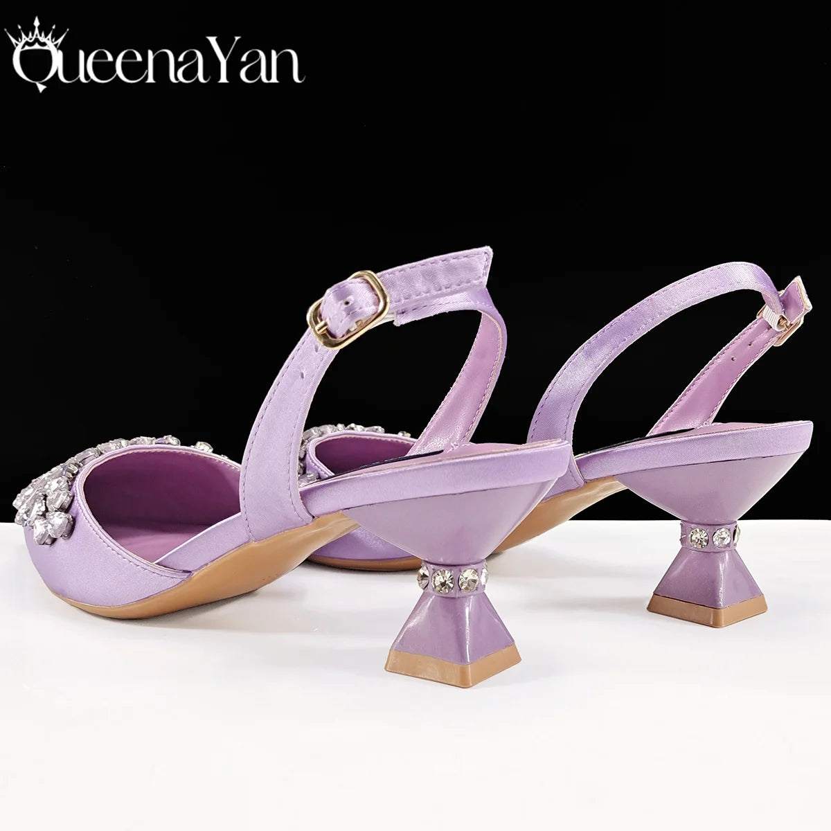 Queena Yan Italian shoes and handbags accessory set with rhinestone metal embellishments Wedding shoes Bridal shoes Designer