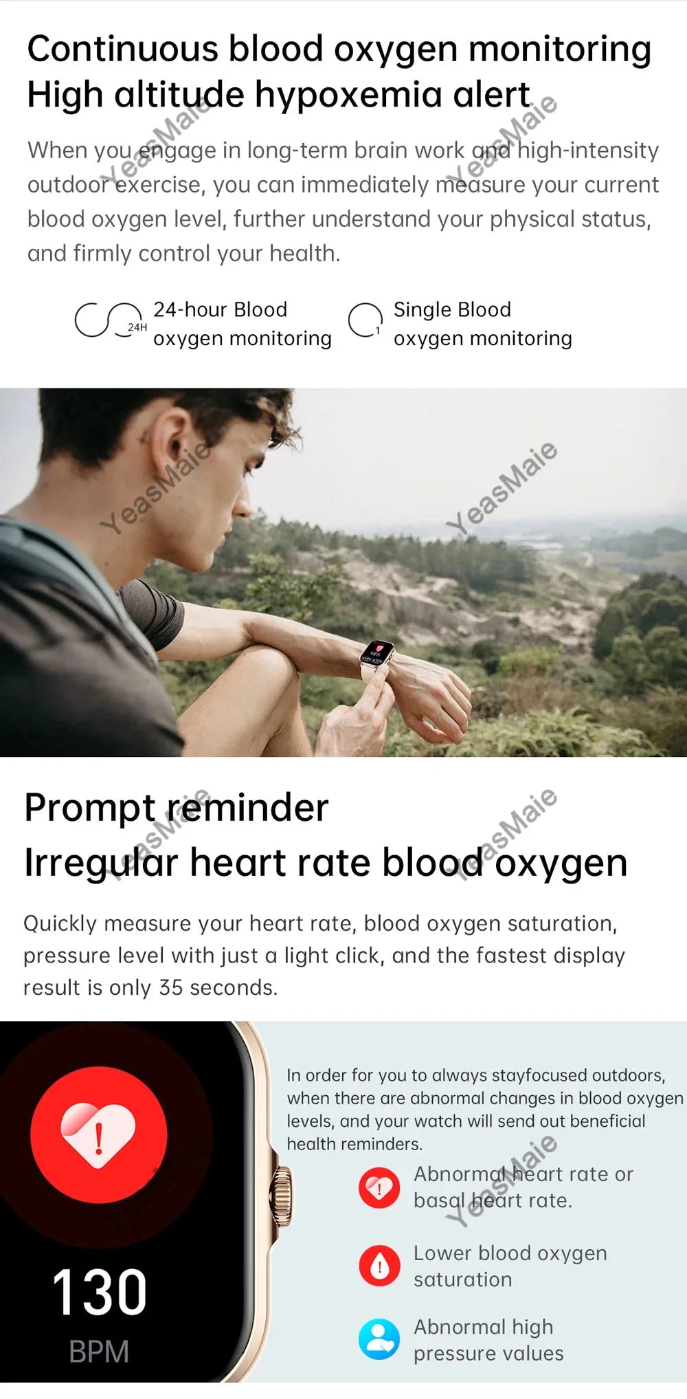 ساعة ذكية رياضية خارجية 2025 للنساء والرجال، ساعة لقياس معدل ضربات القلب وضغط الدم والأكسجين، خلفية شاشة، ساعات ذكية مزودة بخاصية الاتصال اللاسلكي وبلوتوث