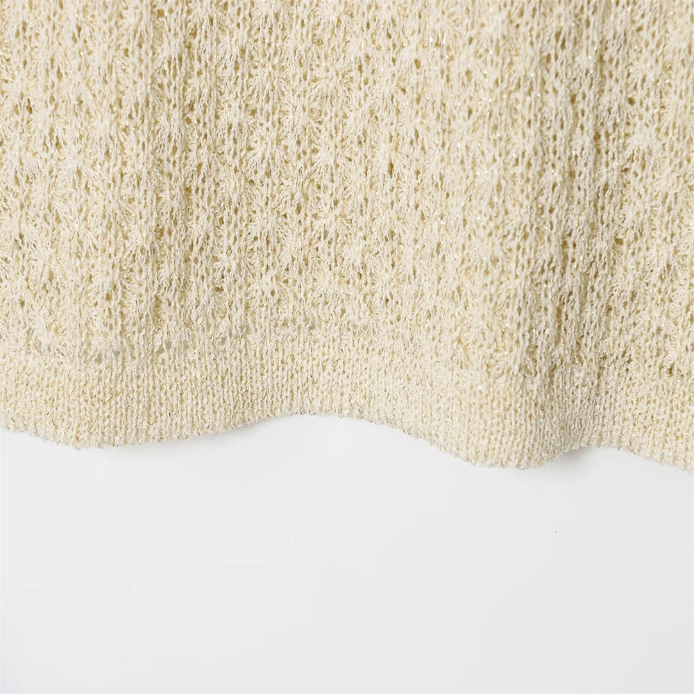 New European and American style women's clothing, lazy and fashionable, with metallic lines and waist cinched tops and pants SwiftNest