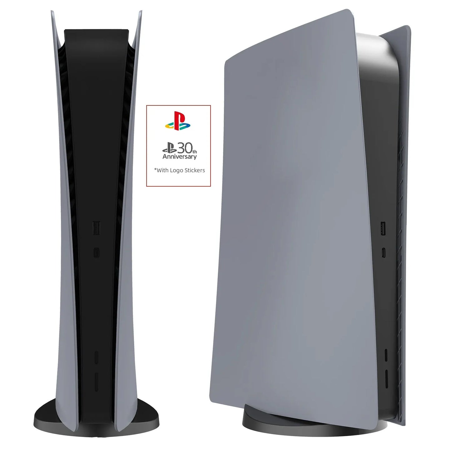 Gray 30th Anniversary Plates for PS5 Console Premium ABS Faceplate Shell Covers with Logo Stickers for PlayStation5 PS5 Fat Disc