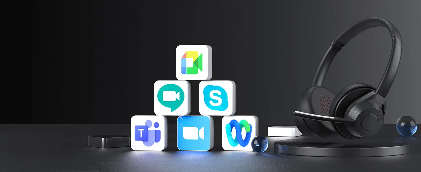 سماعة رأس لاسلكية بتقنية البلوتوث 5.4 مزودة بميكروفون وخاصية إلغاء الضوضاء وتقنية Multipoint Connect وسماعة رأس لاسلكية للعمل