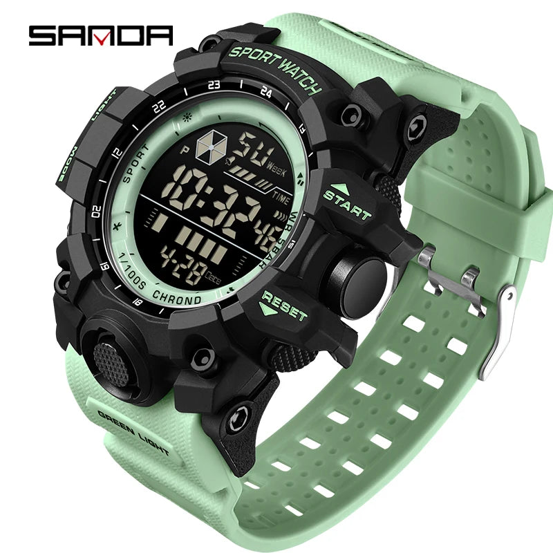 SANDA Outdoor Sports Men Watch Waterproof LED Analog Digital Show Multifunction Big Dial Electronic Wristwatch G style Male Cloc