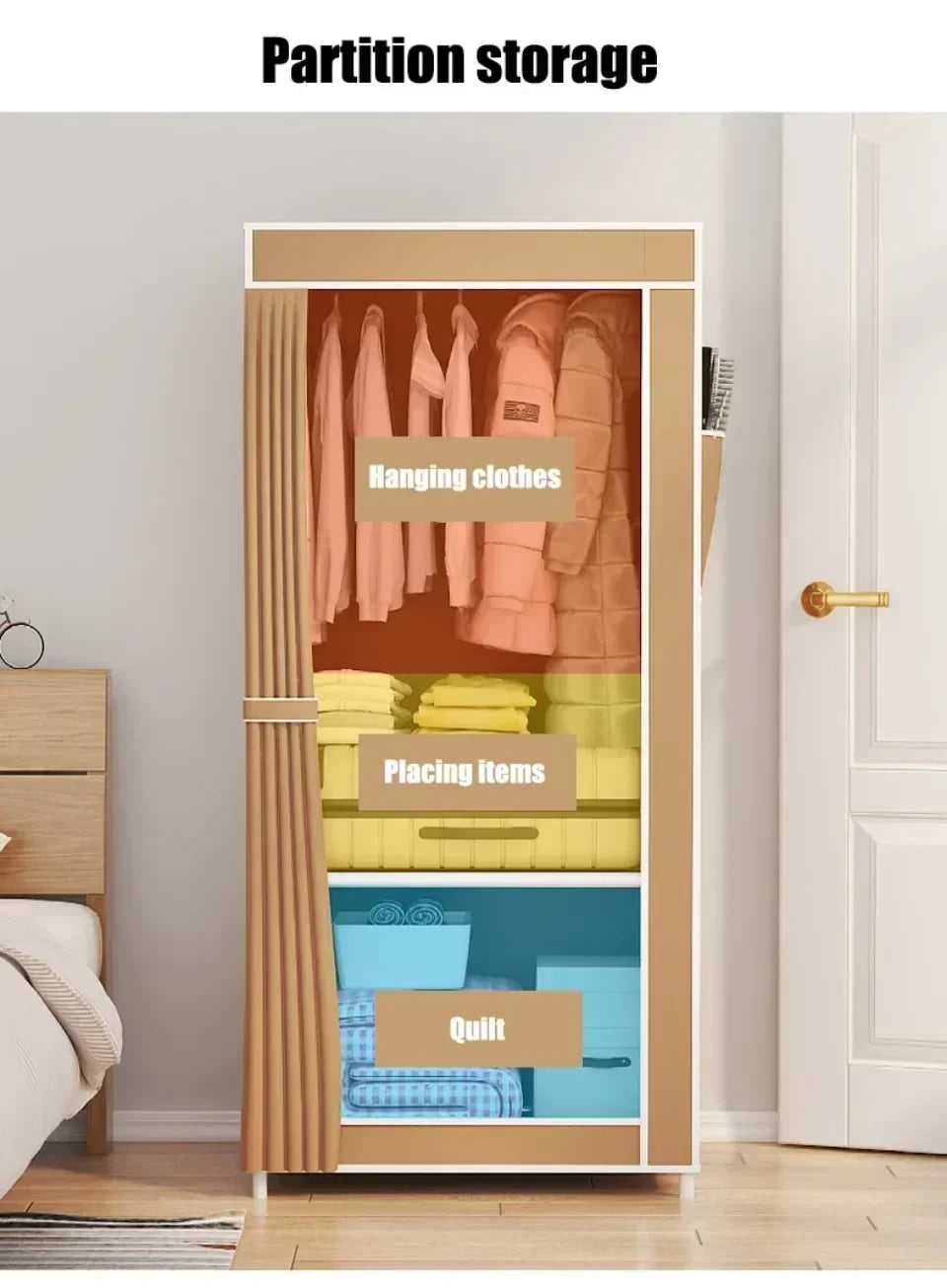 Dustproof Wardrobe Simple Storage Cabinet Multi Layer Storage Bedroom Save Space Armoire Large Capacity Dampproof Cloth Wardrobe