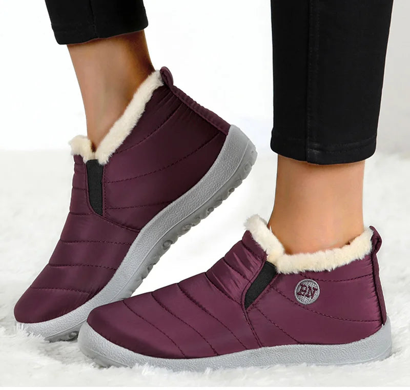 Women's Boots Women Winter Boots Warm Fur Winter Shoes For Women Snow Boots Lightweight Ankle Botas Mujer Black Combat Botines