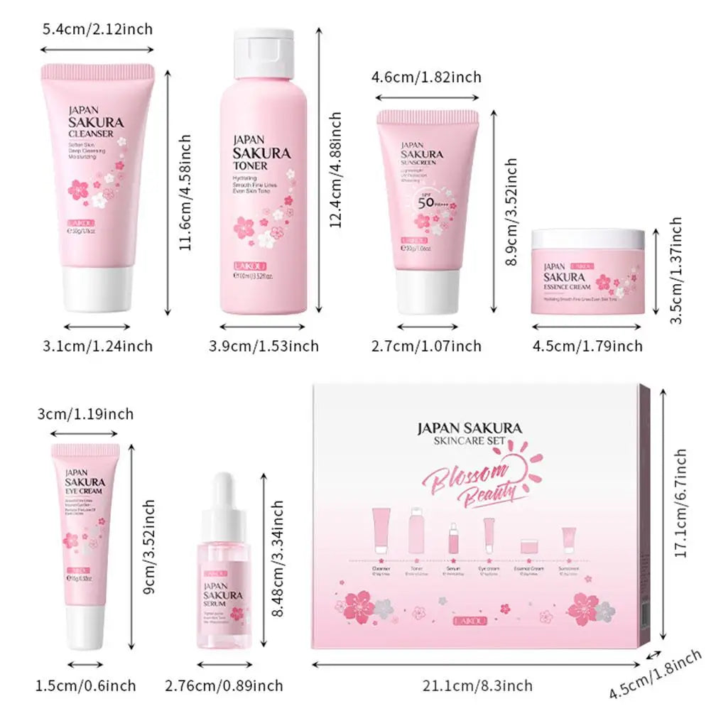 4pcs/6pcs Sakura Skin Care Set Japan Brand Nourishing Cleansing Essence Eye Cream Face Cream Toner Sunscreen High-end Gift Set