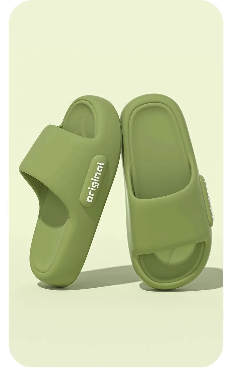 New Summer Platform Cloud Slippers Women Comfy Solid Color Soft Sole EVA Pillow Slides Woman Couple Non Slip Beach Flip Flops