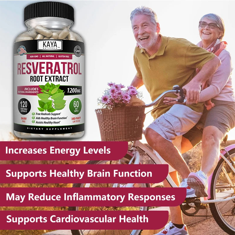 Resveratrol Capsules - Antioxidant Supplement To Support Circulatory Health and Overall Wellness,Promotes Cardiovascular Support