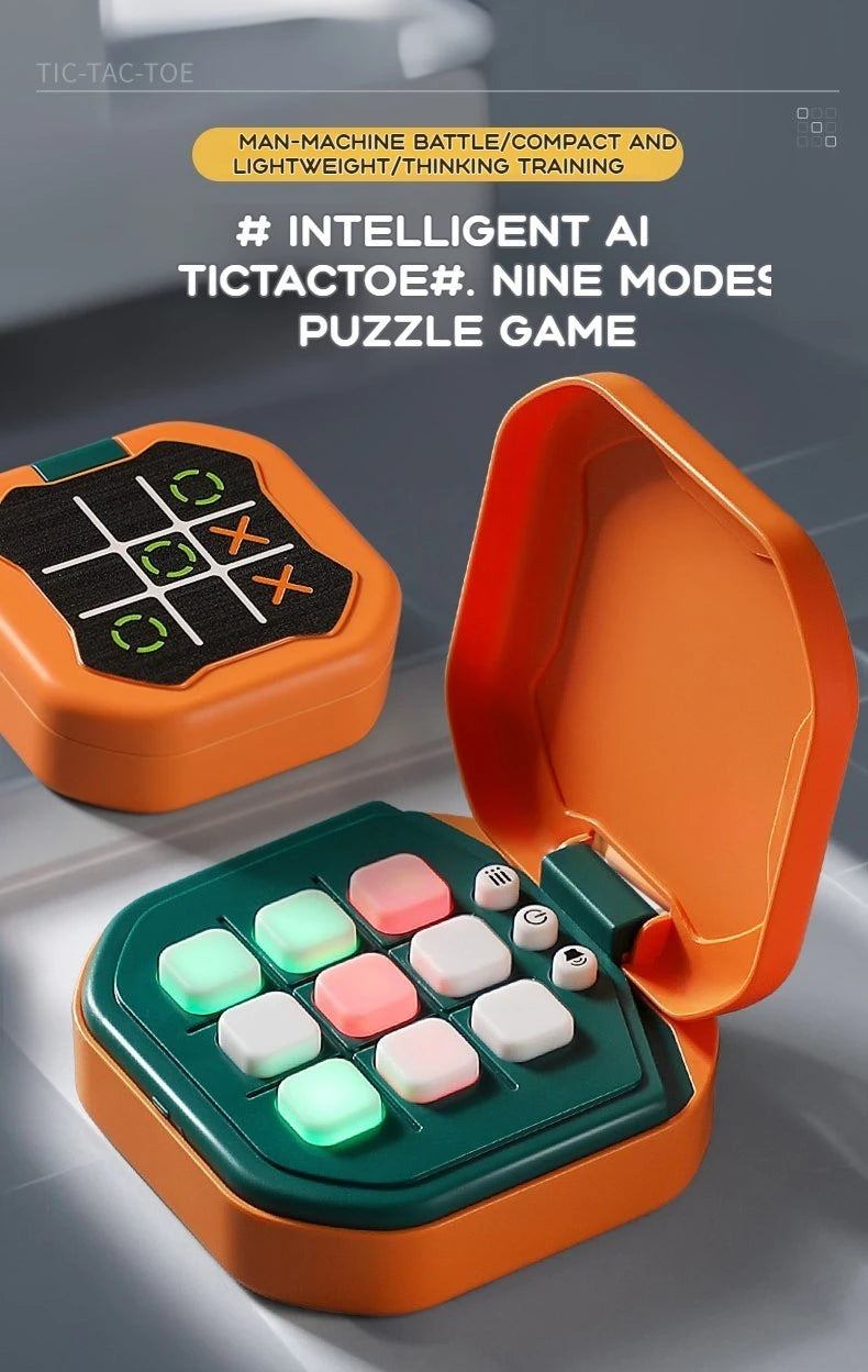 New Kids Electronic Toys Tic Tac Toe Game Noughts and Crosses Game Memory Training Infinite Portable Travel Games for Kids Adult