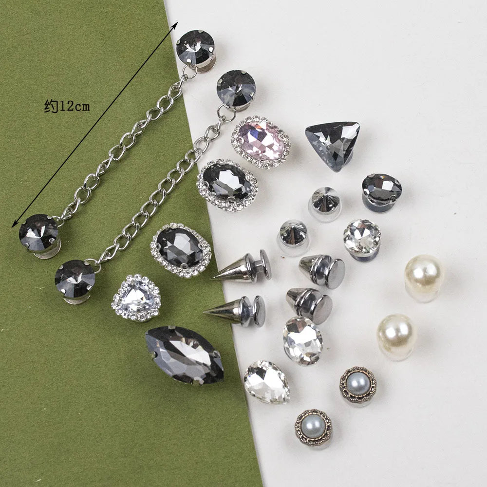 Shoe Charms DIY Rhinestone Rivet Pearl Decoration Buckle for Hole Shoe Charm Accessories Kids Party Woman Girls Gift