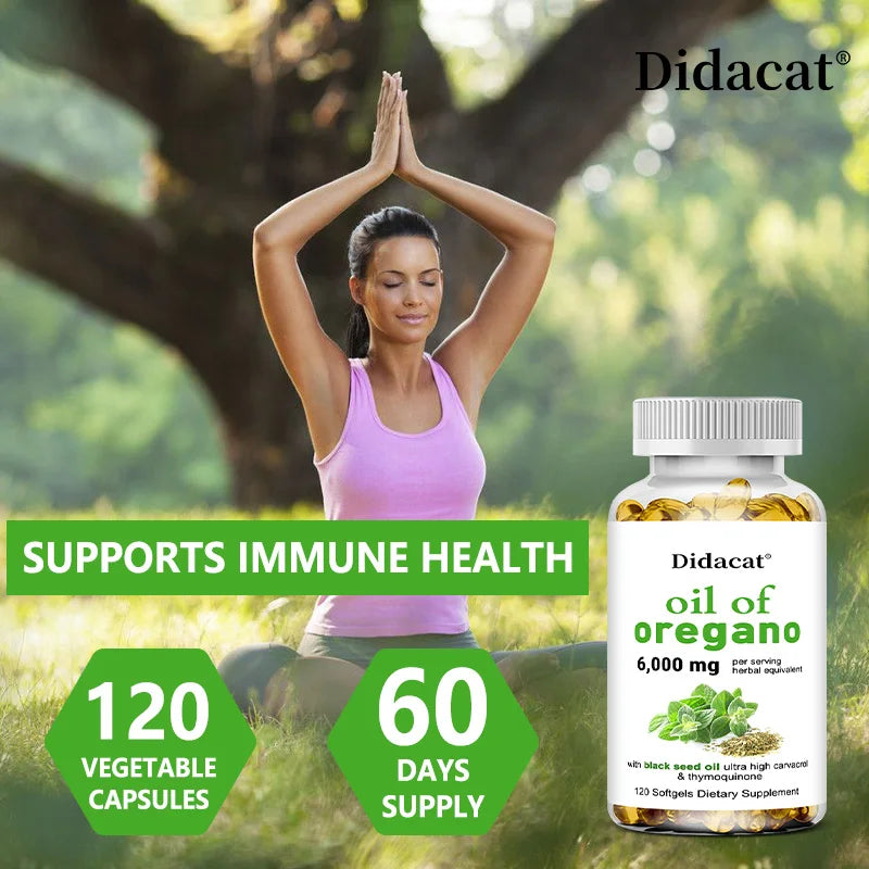 Oregano oil softgels for intestinal health, antioxidant, digestive health, immune support