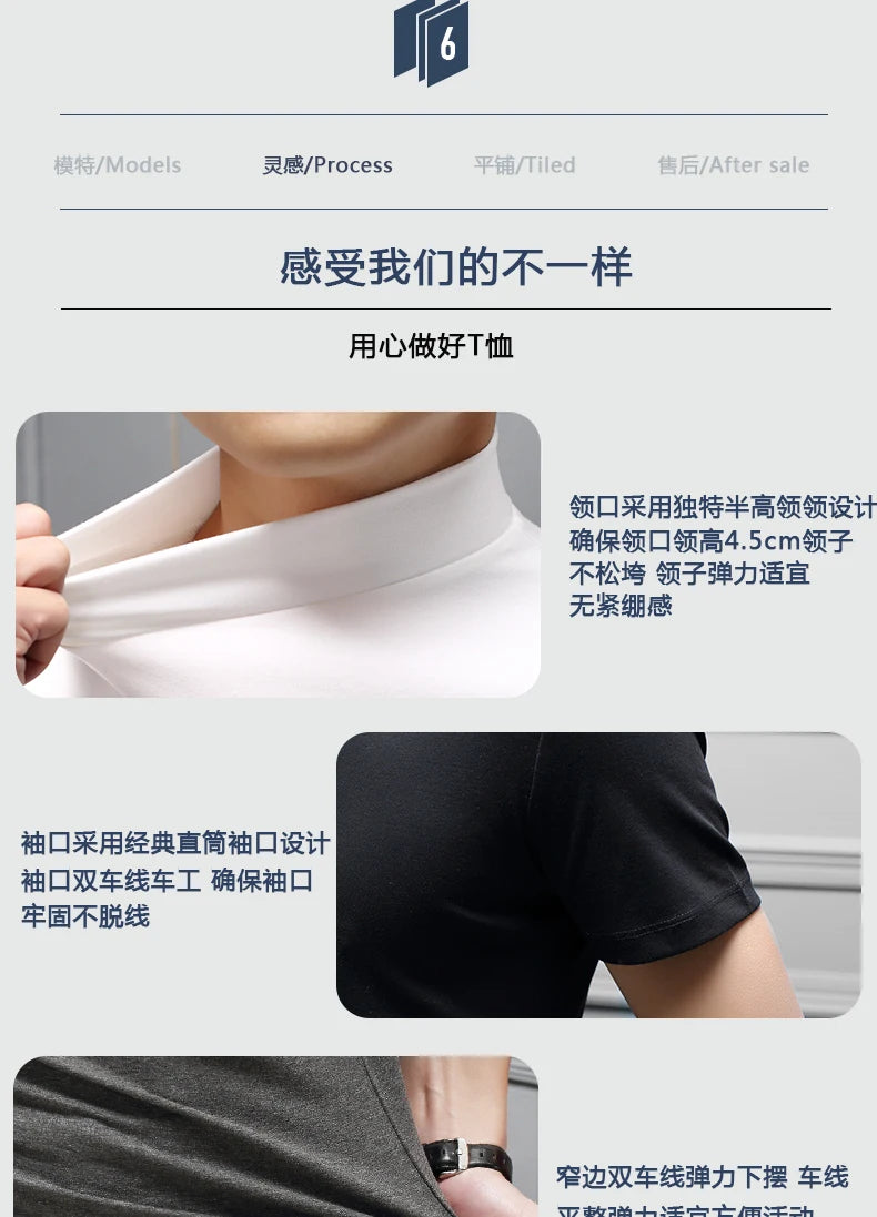 Mens Fashion T-shirt Mock Turtleneck Solid Knit Pullover Sweater Short Sleeve Casual Solid Color Dating Slim Fit Tops Undershirt