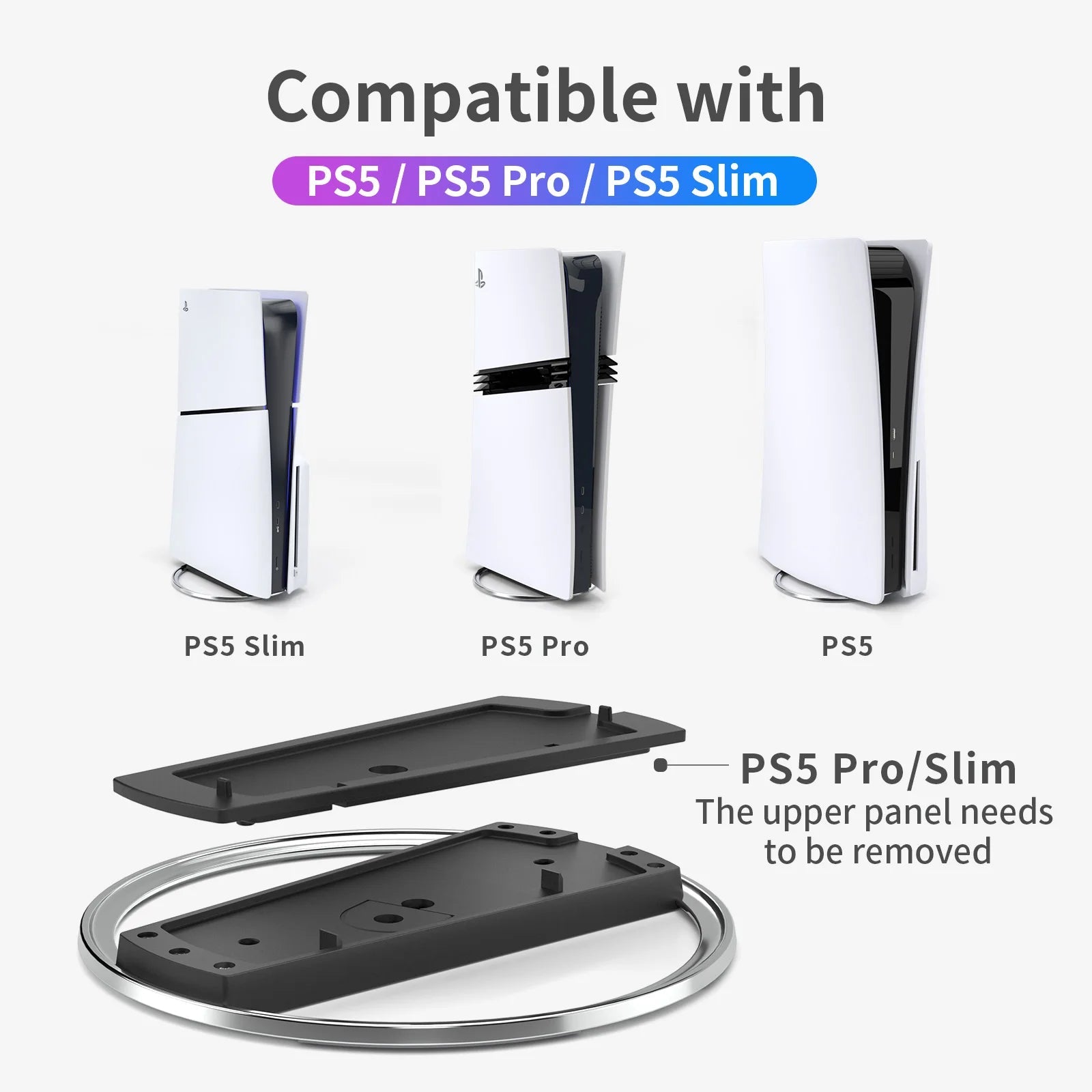 Portable Metal Vertical Stand for PS5 Slim/Pro Digital Disk Version Anti-Slip Base Holder for PS5 Pro Console Accessories SwiftNest