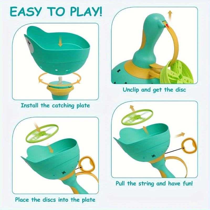 ألعاب خارجية للأطفال من عمر 3 إلى 8 سنوات - لعبة مطاردة قاذفة الصحن الطائر، آلة الصحن الطائر، نشاط عائلي في الفناء الخارجي