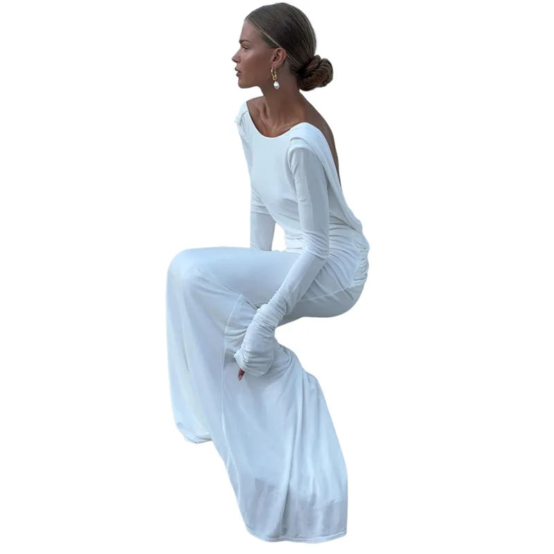 Women's Clothing 2025 Autumn New Style High-end Temperament Sexy Backless Dress Long Skirt Slim Fit Long Sleeved Dress SwiftNest