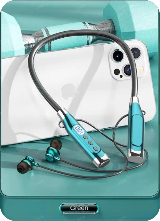 Bluetooth Headset Wireless Headphone LED Digital Display Neck-hanging Headphone Be Inserted Card Bluetooth Earbuds Sport Running