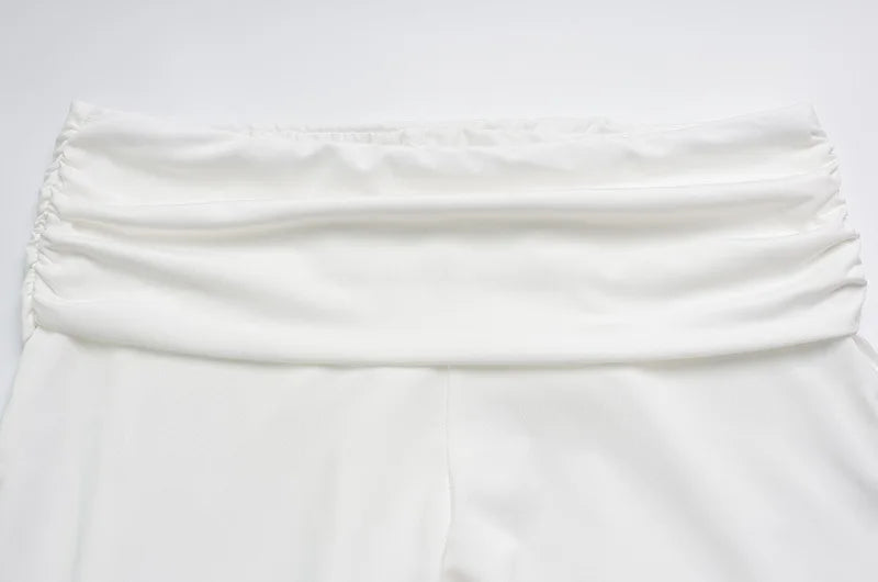 Women's Fashion Short Sleeve Pants Set Chic Tight Zipper Top Straight Leg Low Waist Trousers Casual Streetwear Commute Outfit