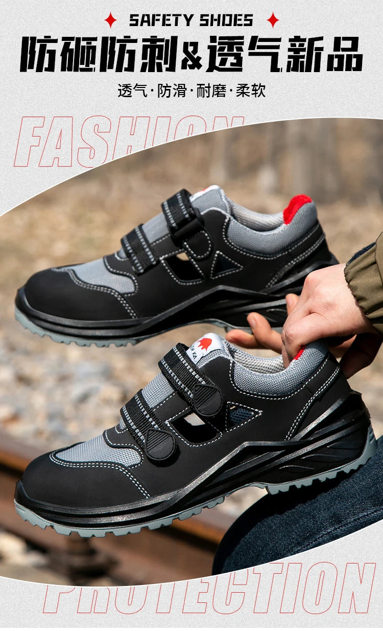 Summer Safety Shoes Men Construction Site Work Shoes Wear Resistant Anti Slip Breathable Sandals For Men Indestructible Shoes