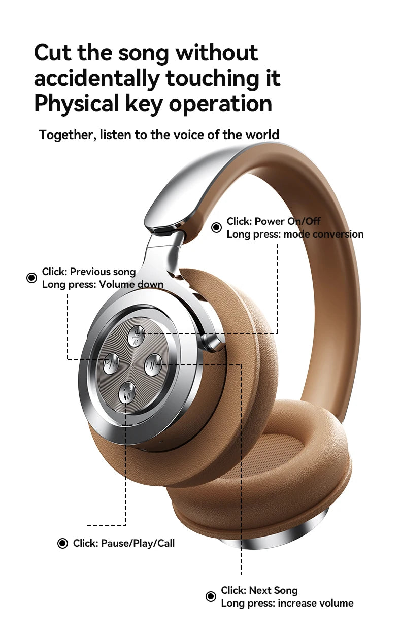 Bluetooth 5.3 Headsets Gaming Headphones Dual Mode Wireless Earphones Foldable Noise Reduction Music Headsets For iPhone Xiaomi