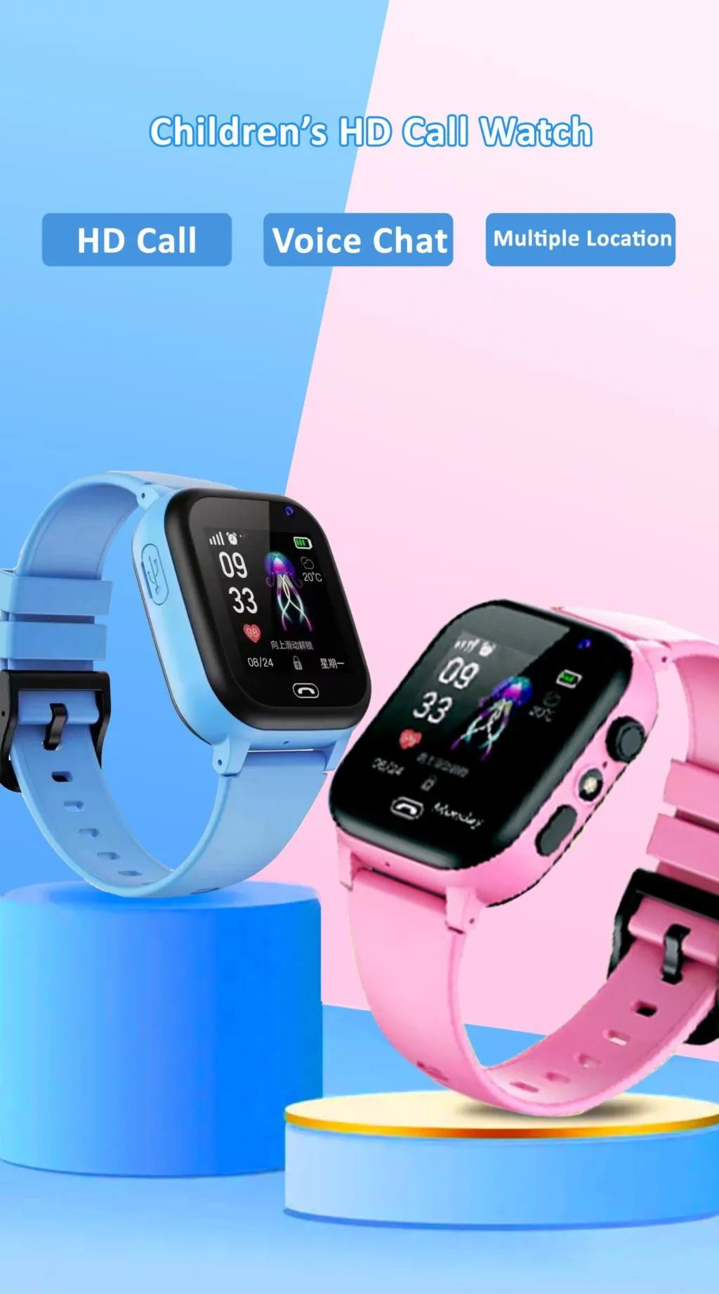 Kids Smart Watch SOS LBS Location Sim Card Call Child SmartWatch Camera IP65 Waterproof Watch Phone For Boys Girls Present Gift