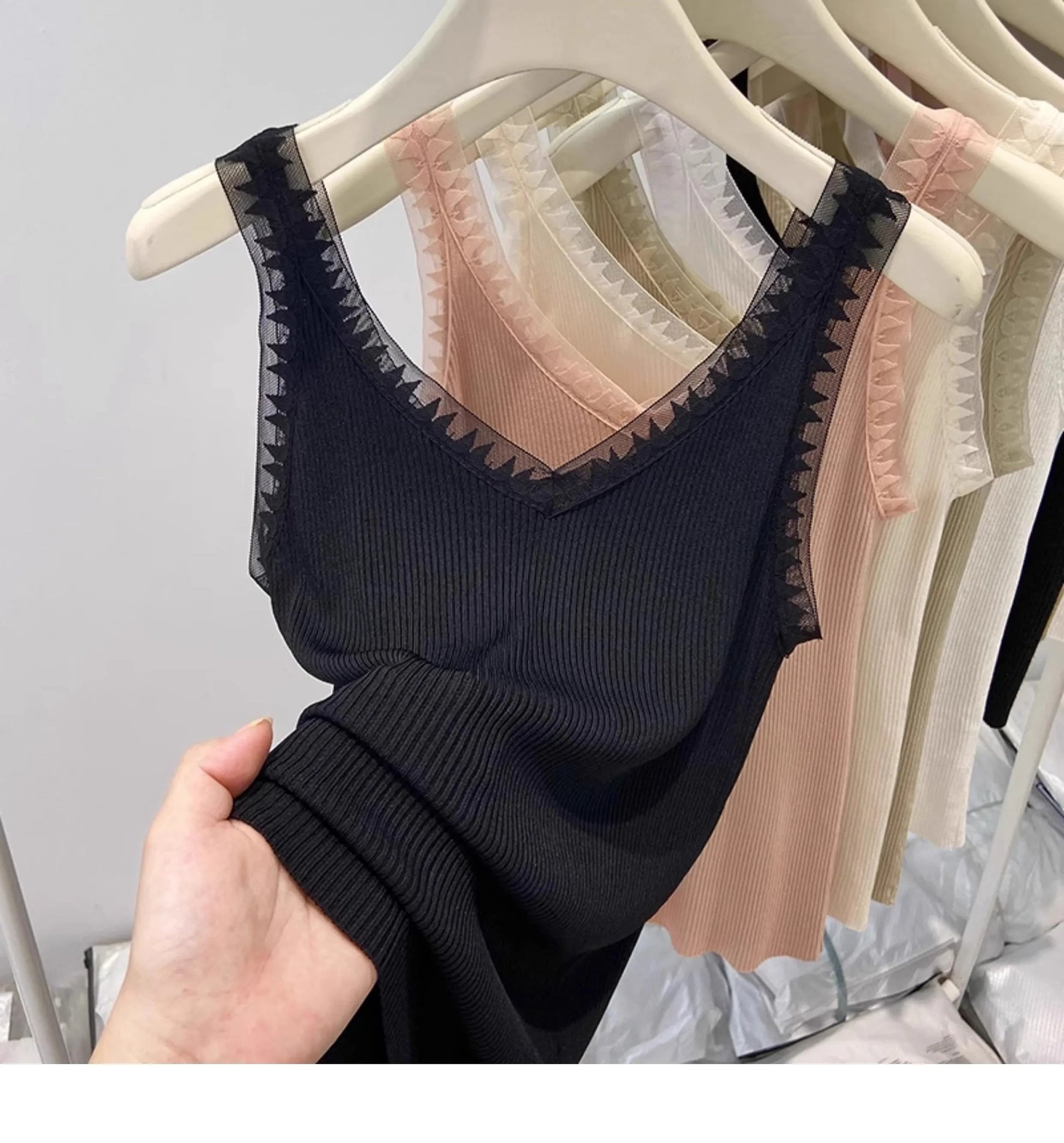 Women Summer Fashion Thin Knitted Undershirt Sleeveless Pullover Corset Top Half High Neck Comfortable Breathable Lace Tank Top SwiftNest