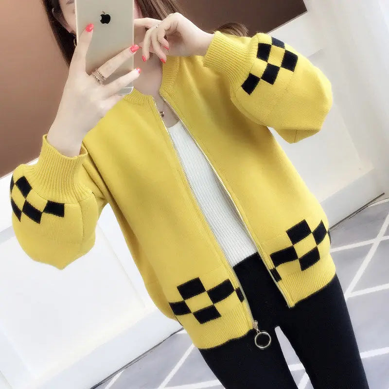 Women's Clothing Vintage Fashion Short Style Knit Cardigan Autumn Winter New Casual Loose O-neck Long Sleeve Sweaters Lady Tops