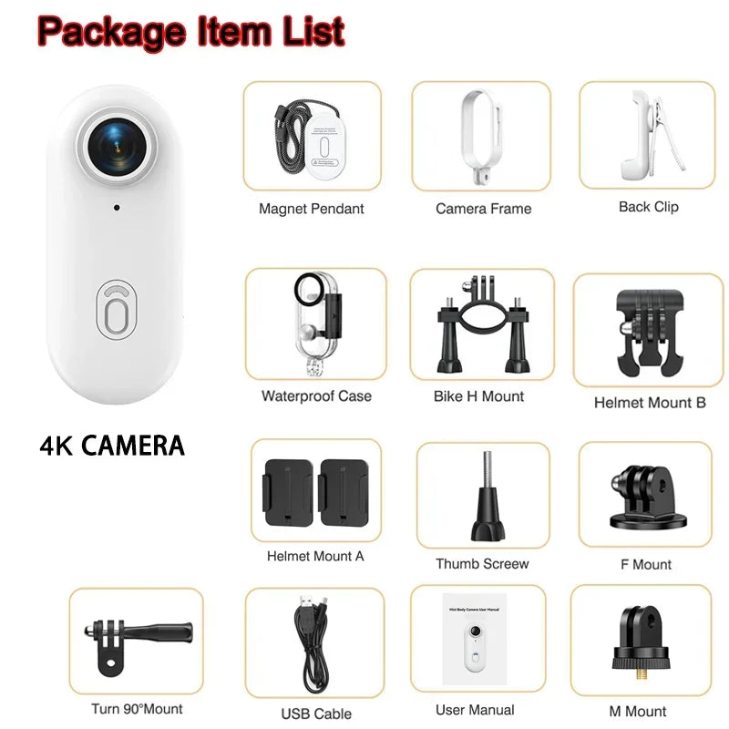 2024 Hot Gift 4K HD Mini Camera Action Cam Wifi High Quality Outdoor Sports Camera Camara Body Cam Camaras Photographic Video